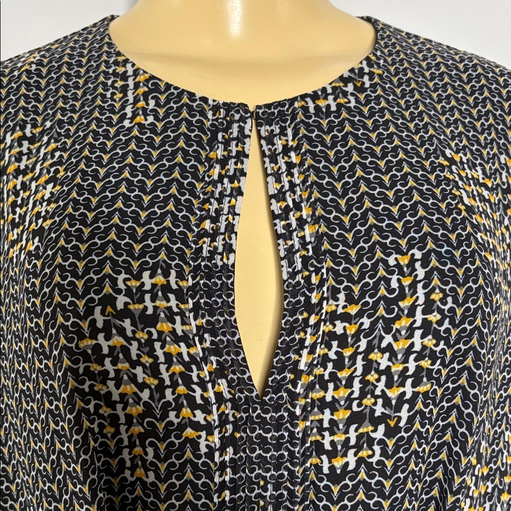 Reiss Stefania Printed Keyhole Waist Tie Dress in Black and Yellow Size 10 - Picture 4 of 8